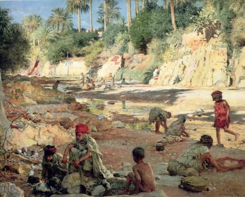 Piccole lavandaie nel wadi
